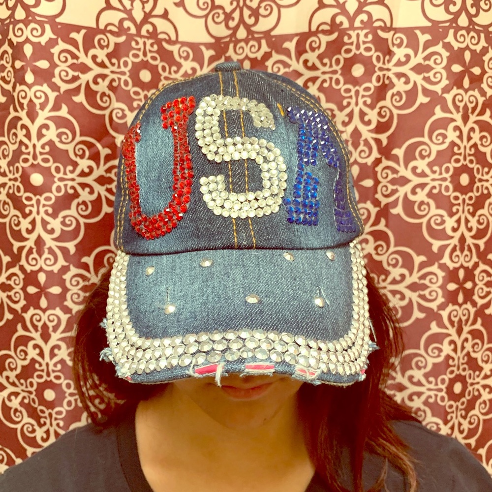 USA bejeweled jean hat